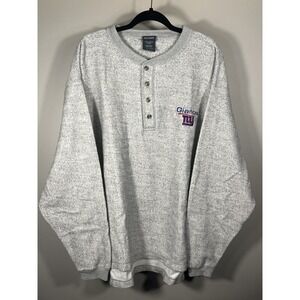 Vintage The Edge NY Giants Long Sleeve Henley Heavy Fleece Shirt Mens XL (E)